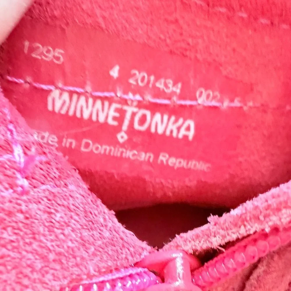Minnetonka Pinkish Red Suede Fringed Booties